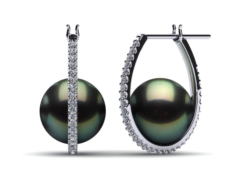 Tahitian Pearl Morning Dew Diamond Hoop Earring