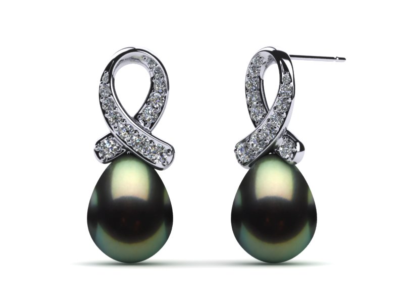 Tahitian Pearl Pink Ribbon Earring