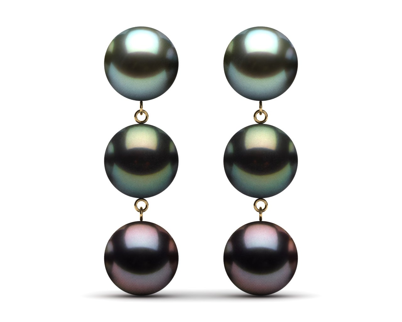Tahitian Pearl Earring 10mm Triple Dangle