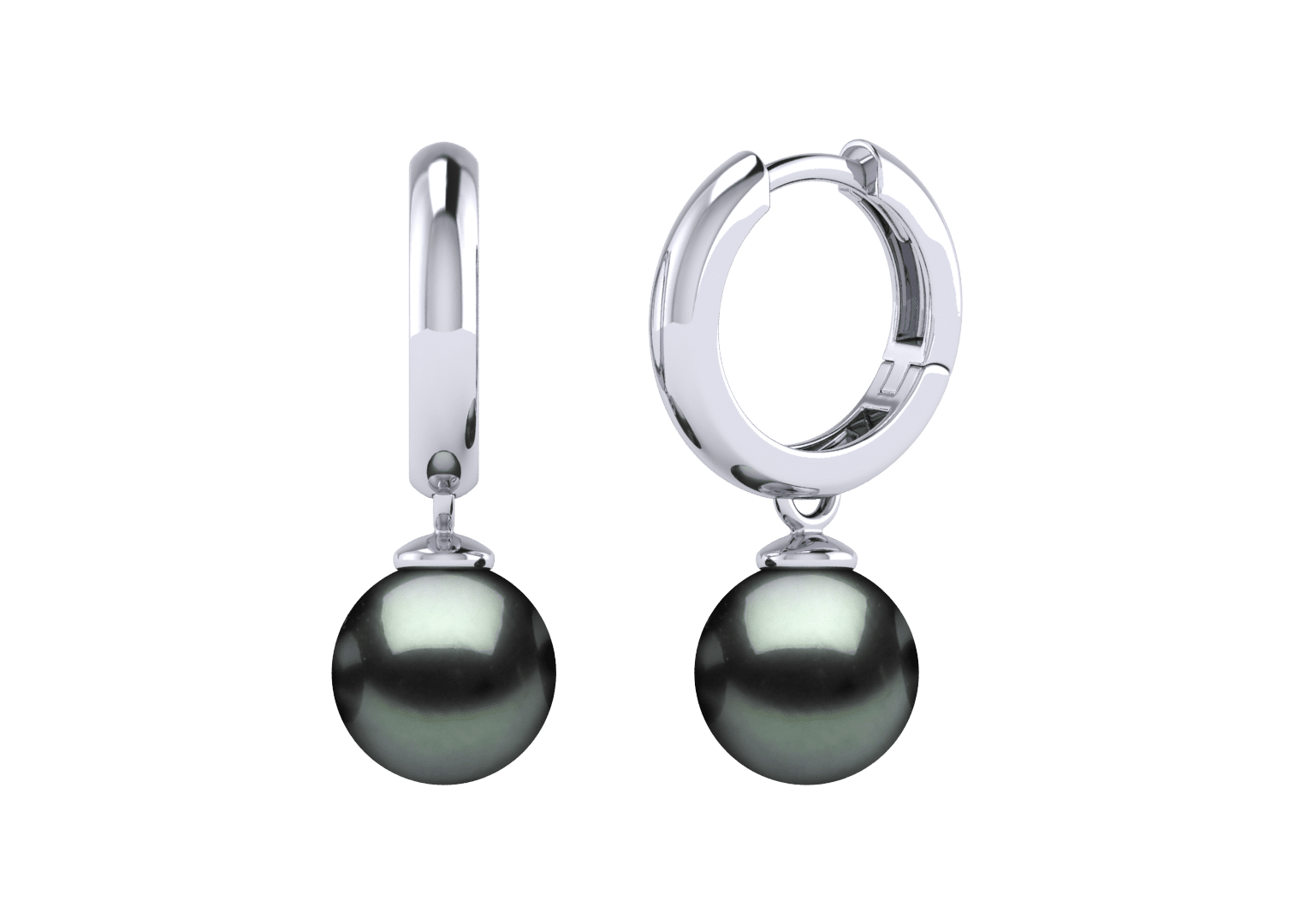 14K White Gold and 8mm Pearl Hoop Earring