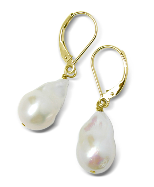 Baroque Freshwater Pearl Earrings - 11 mm by 12 mm
