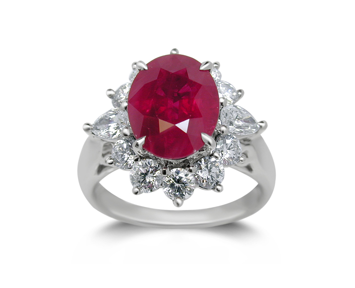 18K White Gold Ruby Ring w/1.15cttw. Diamonds