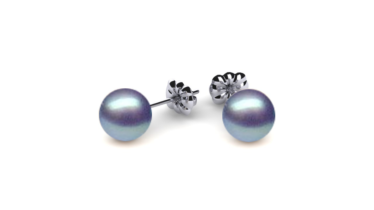 5mm Round Mystic Blue Akoya Earring in 14K White Gold