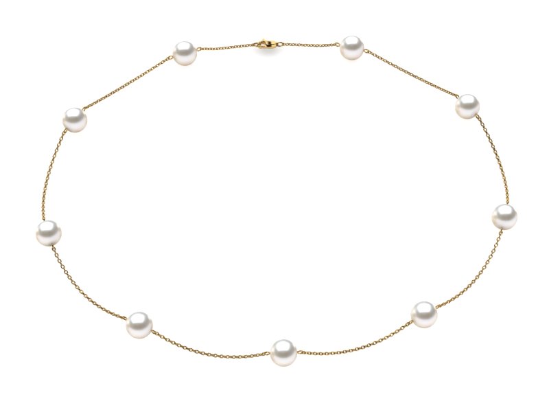 7 x 7.5mm AAA Quality Japanese Akoya Cultured Pearl Tin Cup Necklace