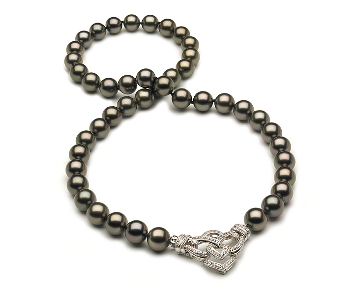 8.5 x 10mm Tahitian Pearl Necklace with Diamond Enhancer