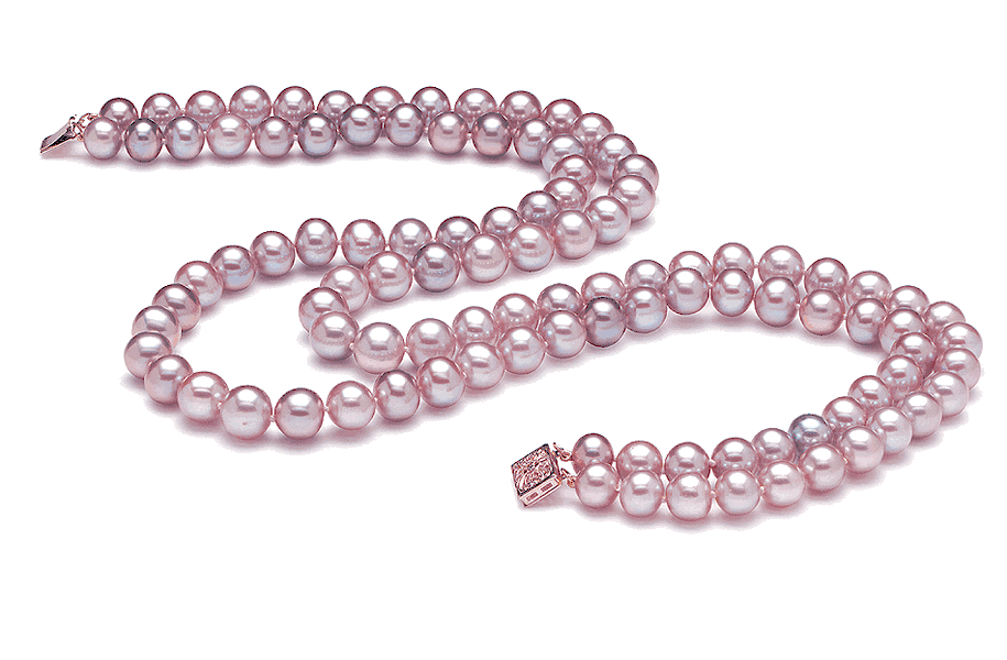 8.5mm x 9.5mm Lavender Freshwater Pearl Necklace Double Strand