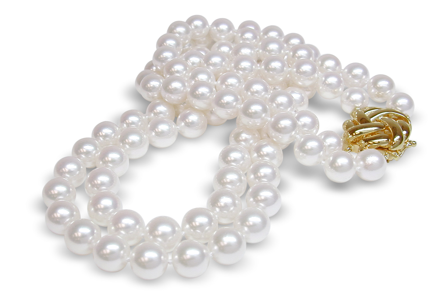 A Quality 5.5 x 6 mm Japanese Akoya Cultured Double Strand Pearl Necklace
