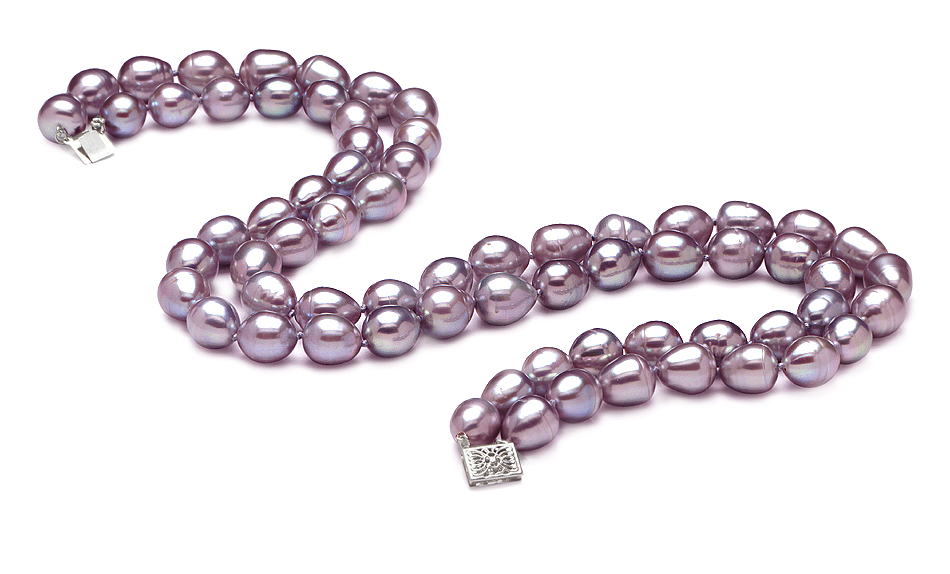 AAA 10 x 11mm Lavender Drop Pearl Necklace