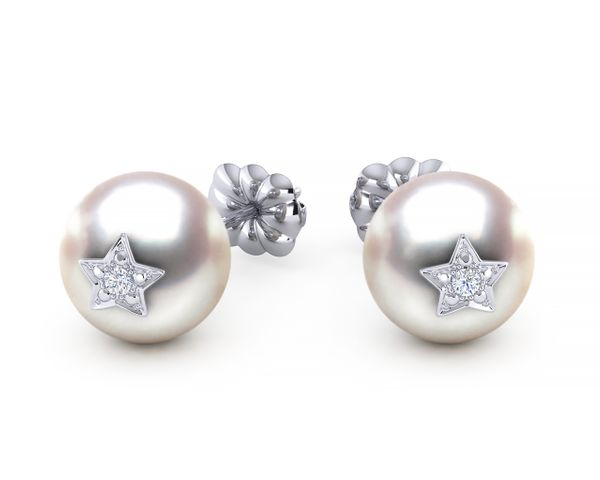 Akoya Pearl & Diamond Star Studded Emoji Earring