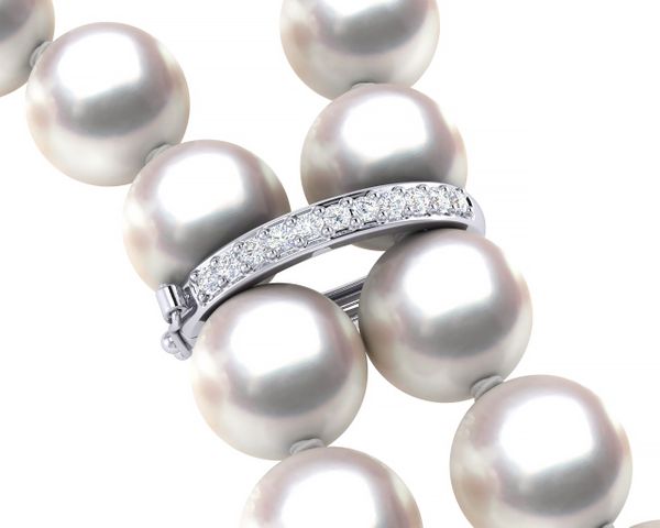 Akoya Pearl Lariat Necklace with Diamond Spheres