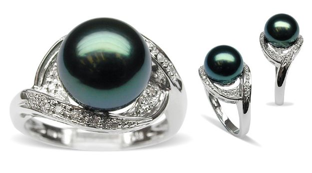 Aurora a Black Tahitian South Sea Cultured Pearl Ring