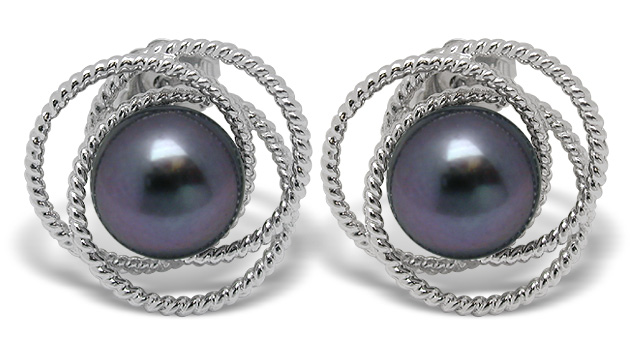 Black Pearl Earring Spiral Trixy Akoya Cultured