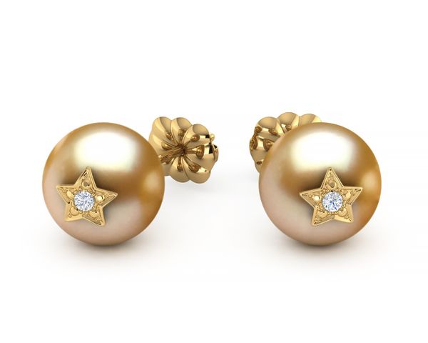 Golden Pearl & Diamond Star Studded Emoji Earrings