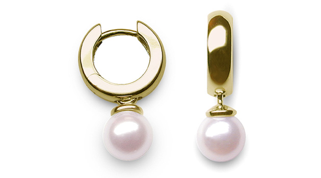Japanese Akoya Cultured Pearl Hoop Earring
