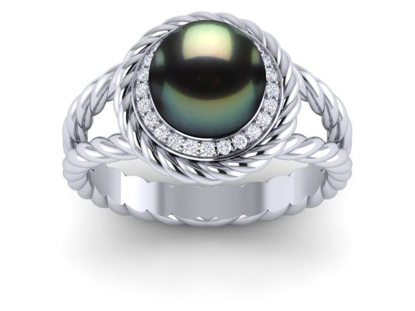 Tahitian Pearl Black South Sea Double Cable Ring
