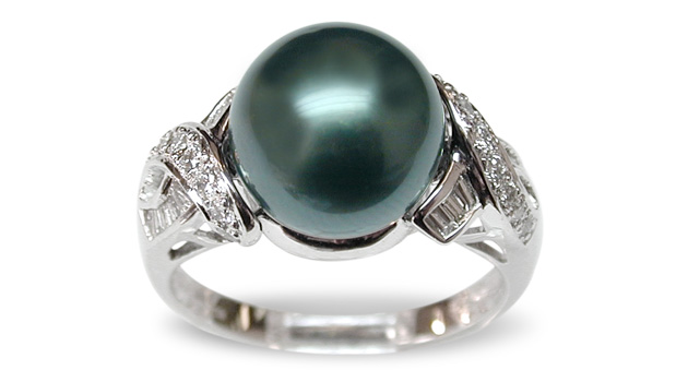 Penelope a Black Tahitian South Sea Pearl Ring