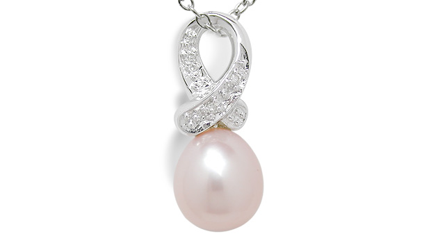 Pink Ribbon a Freshwater Pearl Pendant