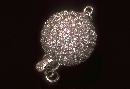 Plunger Diamond Ball Clasp (9mm) White Gold