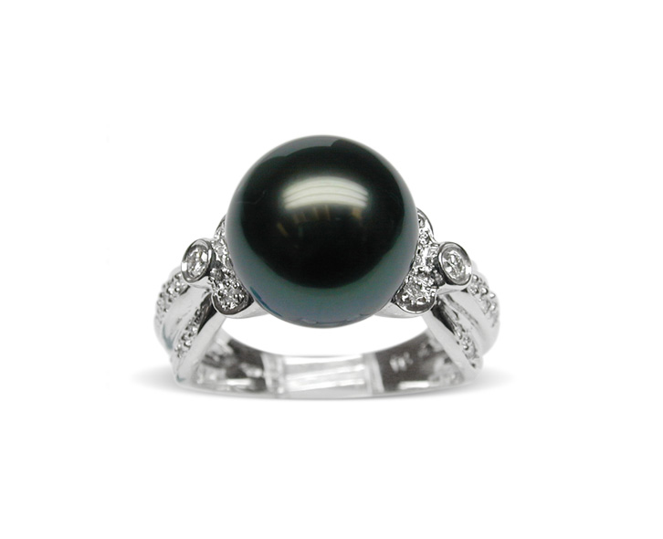 Pocahontas Black Tahitian South Sea Pearl Ring