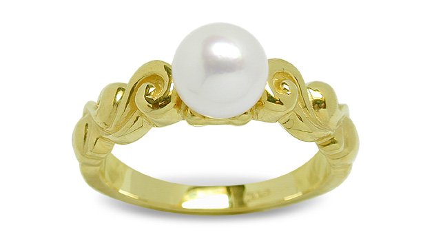 Rolling Cloud a Japanese Akoya Cultured Pearl Ring