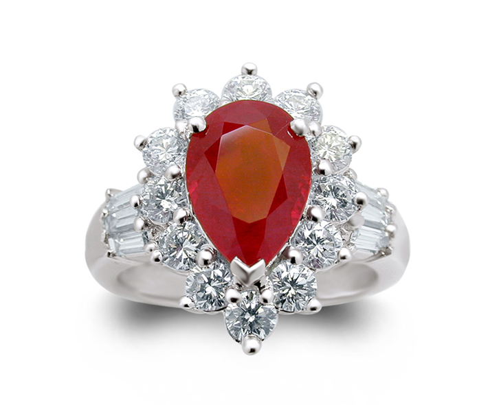 Ruby Platinum Ring w/1.38Cttw. Diamonds