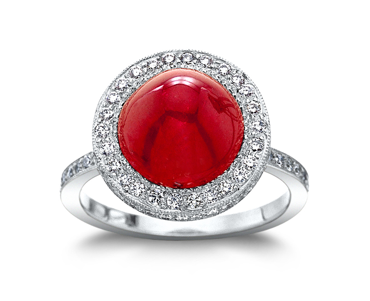 Ruby w/0.84 cttw. Diamond Platinum Ring