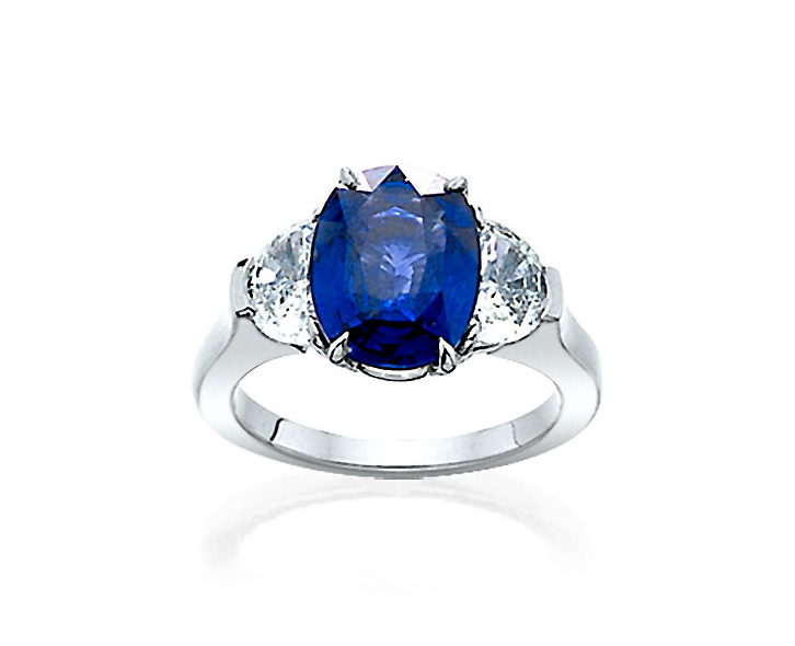 Sapphire and Diamond Platinum Ring