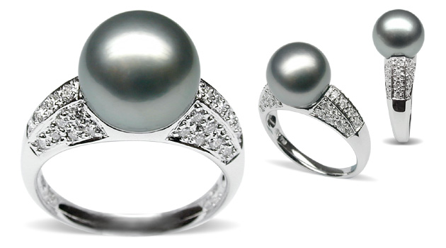 Silver Eunice a Black Tahitian South Sea Cultured Pearl Ring