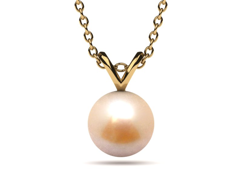 Single V Peach Freshwater Cultured Pearl Pendant