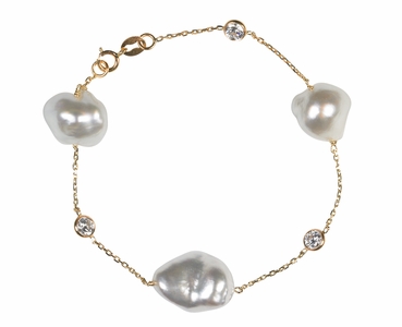 South Sea Keshi Pearl Tin Cup Bracelet