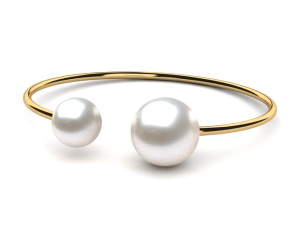 South Sea Pearl Bangle Bracelet Yellow Gold