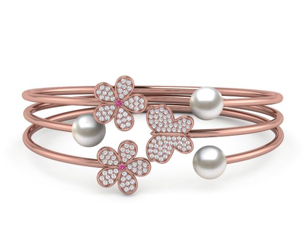 South Sea Pearl Butterfly Flower Bangle