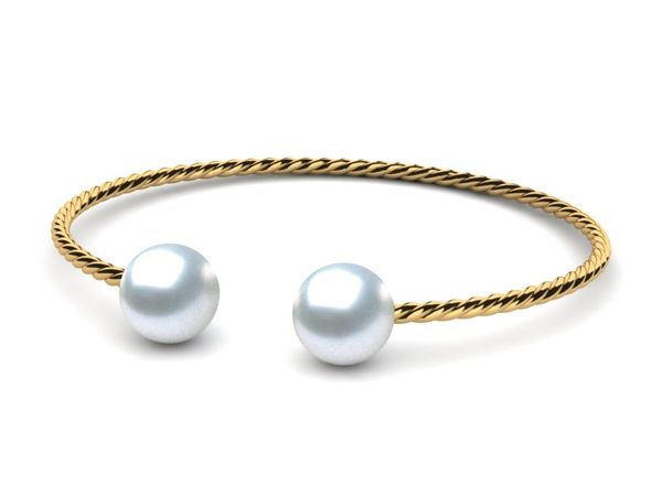 South Sea Pearl Twisted Bangle Bracelet