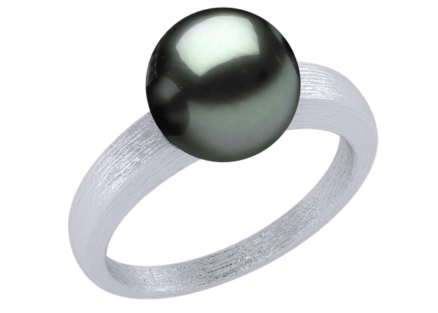 Steel a Black Tahitian Cultured Pearl Ring
