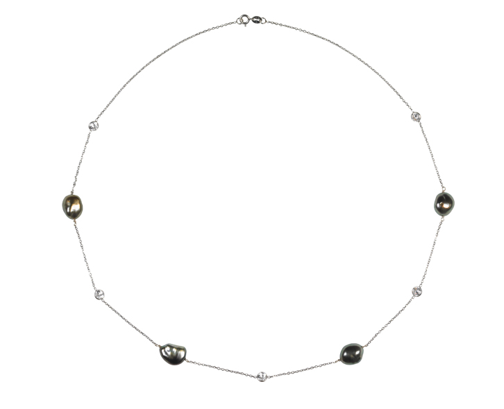 Tahitian Keshi Pearl Tin Cup Necklace
