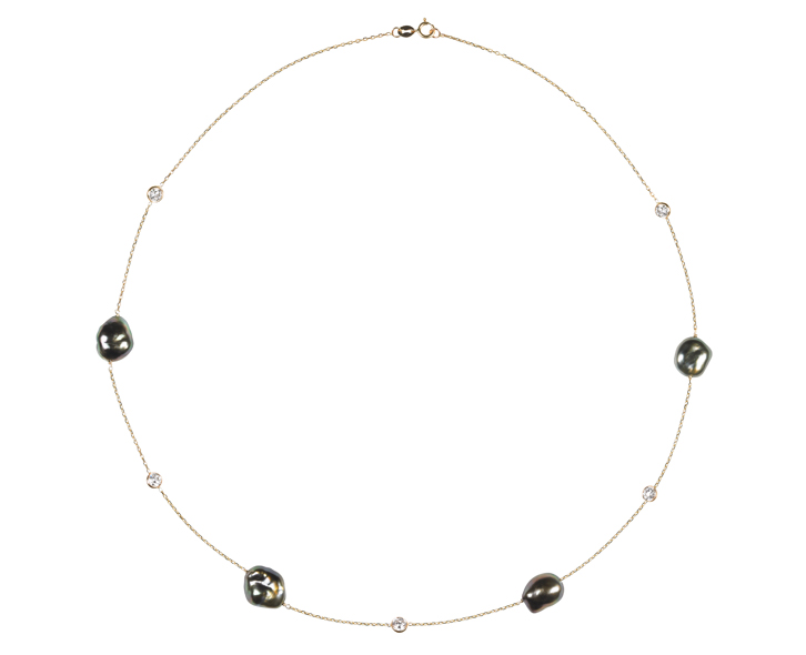 Tahitian Keshi Pearl Tin Cup Necklace