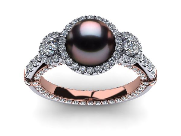Tahitian Pearl 3 Halo Ring