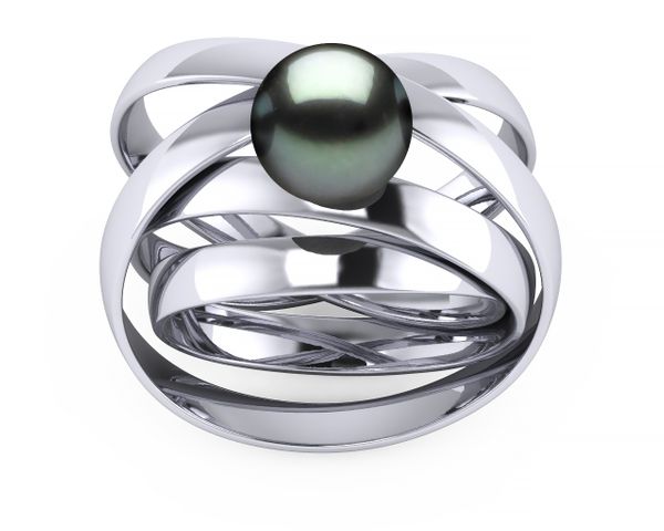 Tahitian Pearl Atomic Ribbon Ring