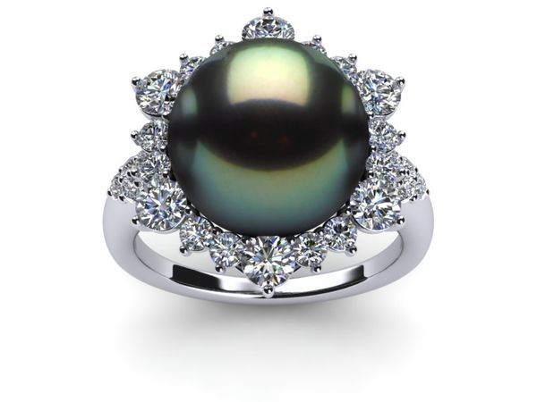 Tahitian Pearl Classic Diamond Ring