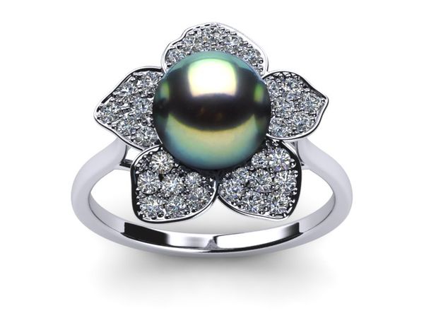 Tahitian Pearl Daffodil Ring