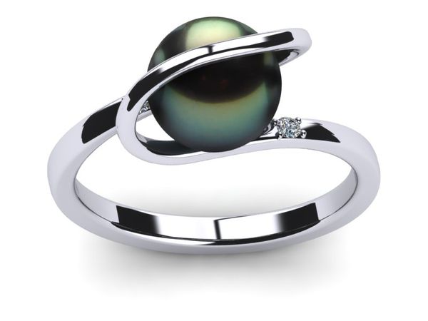 Tahitian Pearl Diamond Halo Ring
