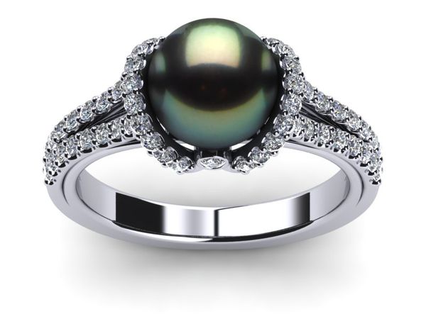 Tahitian Pearl Diamond Ribbon Ring