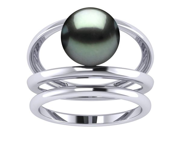 Tahitian Pearl Leo II Engagement Ring and Wedding Band Set