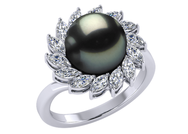 Tahitian Pearl Marquise Ring