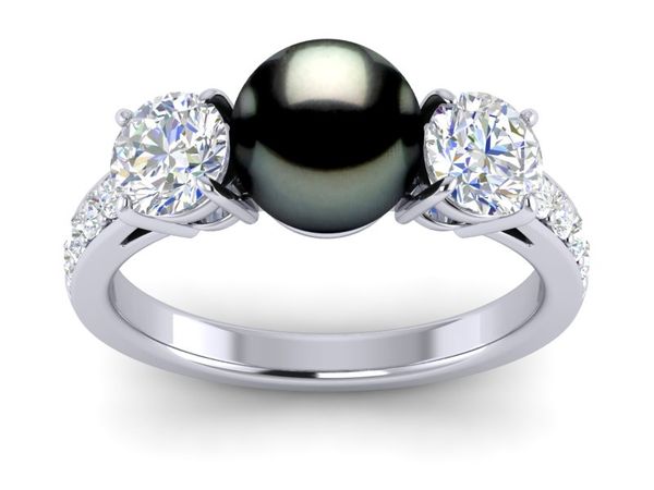 Tahitian Pearl Pave Ring