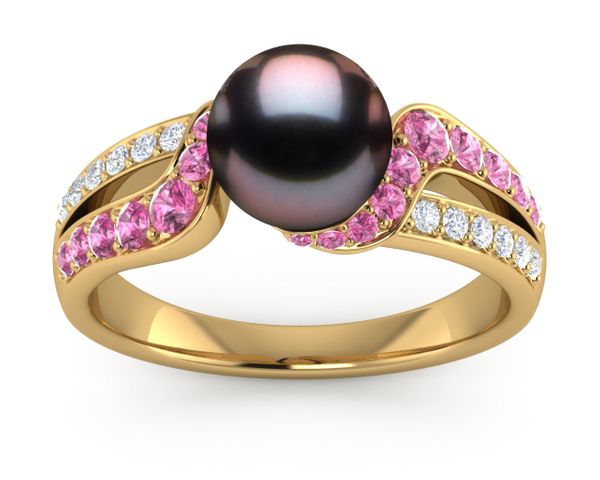 Tahitian Pearl & Pink Sapphire Bluefin Ring