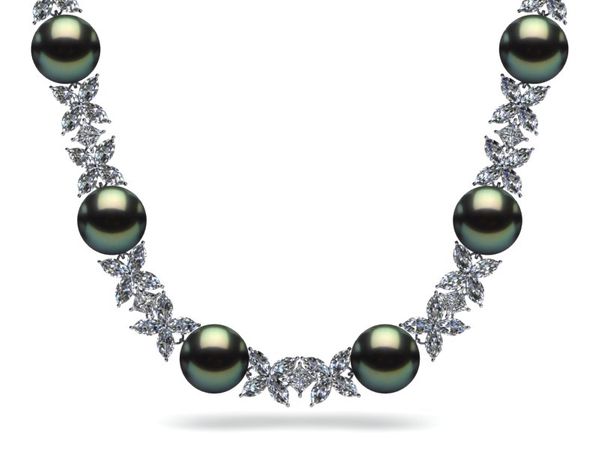 Tahitian Pearl Princess & Marquise Diamond Necklace