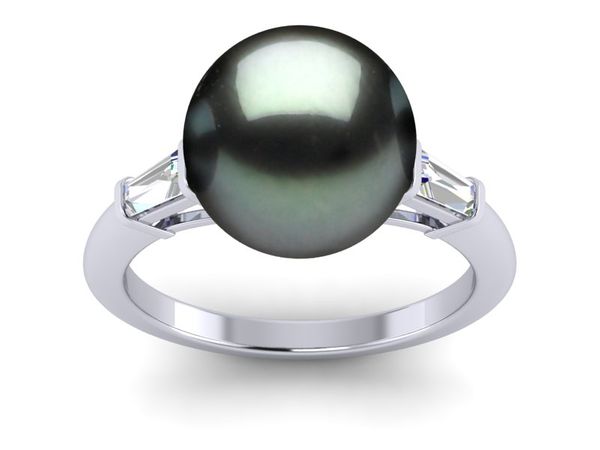 Tahitian Pearl Ring Baguette