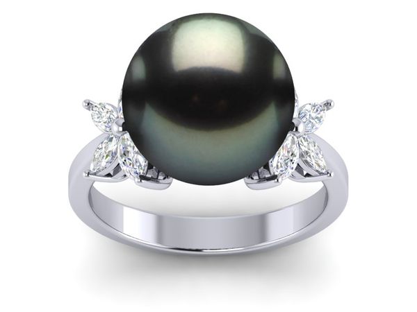 Tahitian Pearl Ring Diamond X