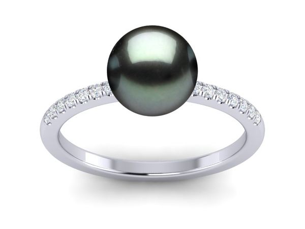 Tahitian Pearl Ring Micro Pave